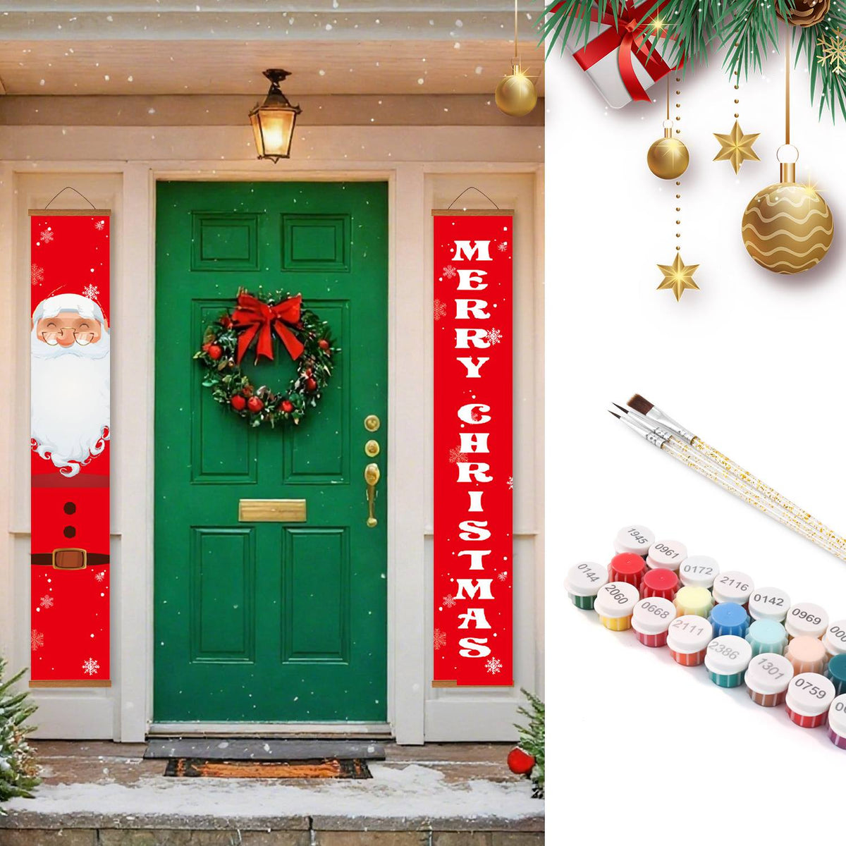 Santa on Red (Paint by Numbers Door Banners)