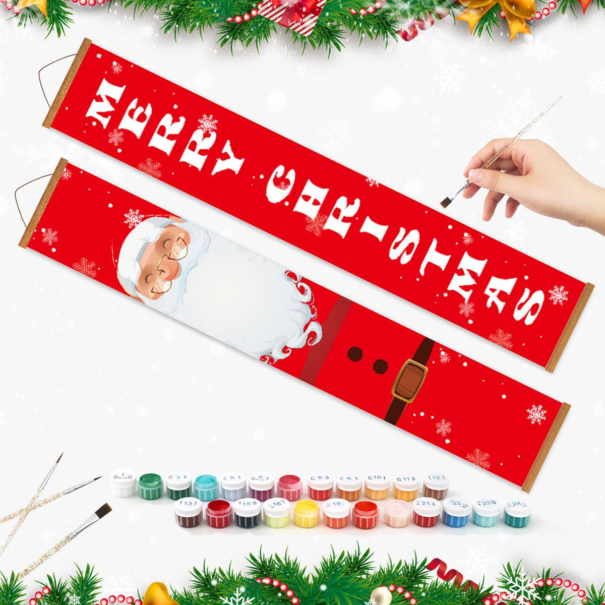 Santa on Red (Paint by Numbers Door Banners)