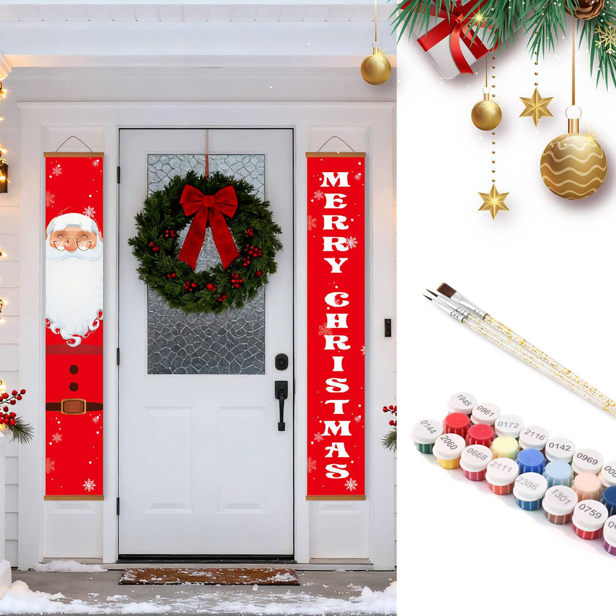 Santa on Red (Paint by Numbers Door Banners)