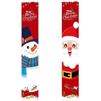 Snowman and Santa on Red (Paint by Numbers Door Banners)