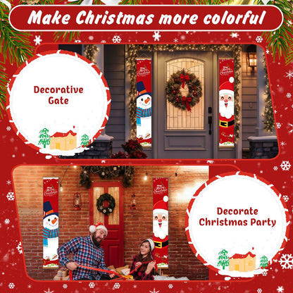 Snowman and Santa on Red (Paint by Numbers Door Banners)