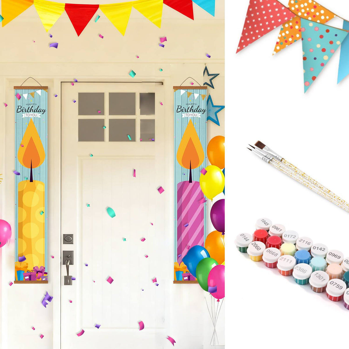 Colourful Birthday Candles (Paint by Numbers Door Banners)