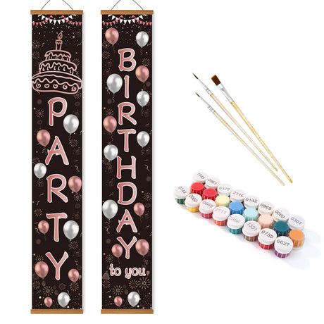 Black and Gold Birthday Party (Paint by Numbers Door Banners)