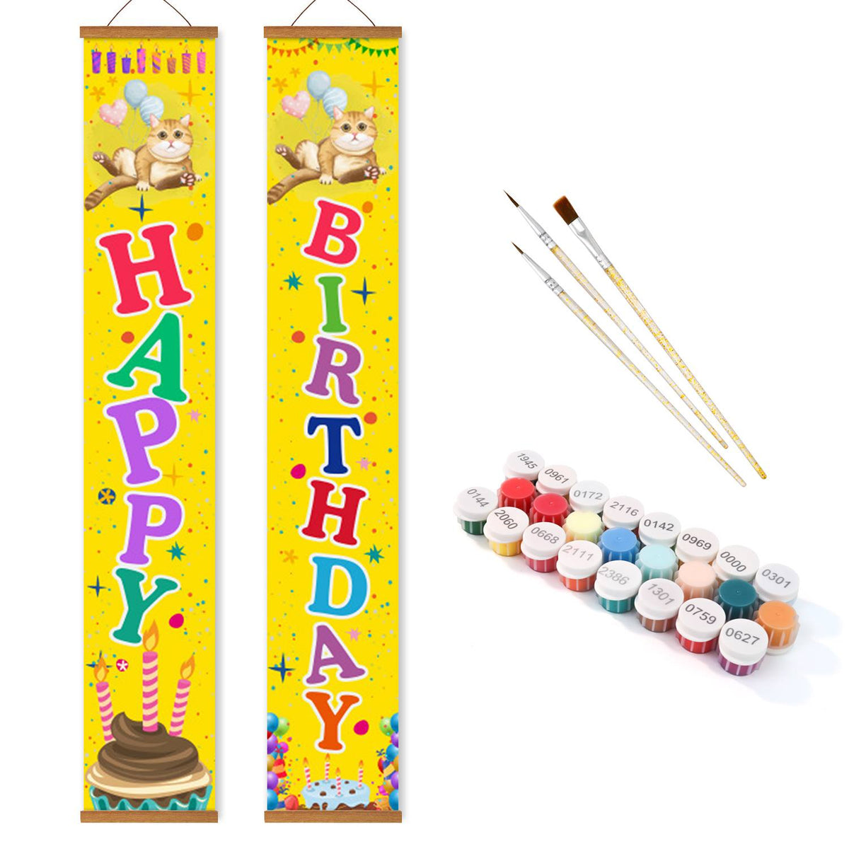 Yellow Happy Birthday (Paint by Numbers Door Banners)