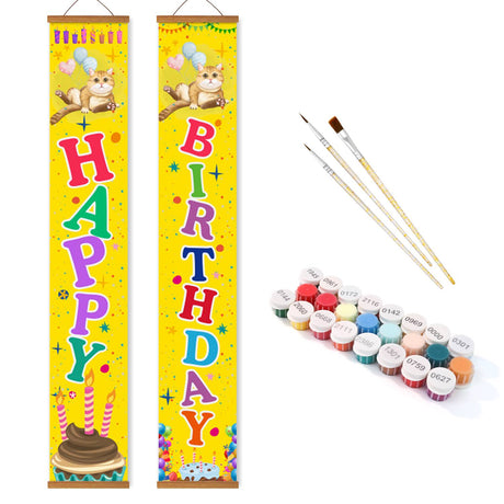 Yellow Happy Birthday (Paint by Numbers Door Banners)