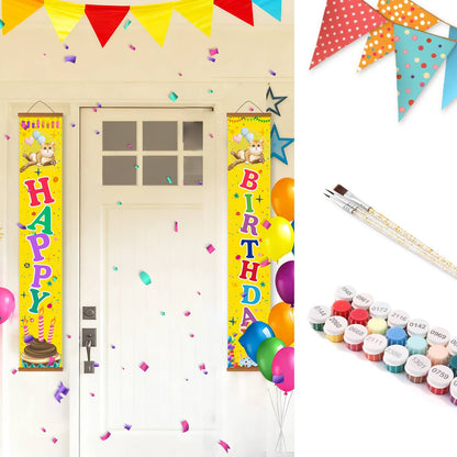 Yellow Happy Birthday (Paint by Numbers Door Banners)