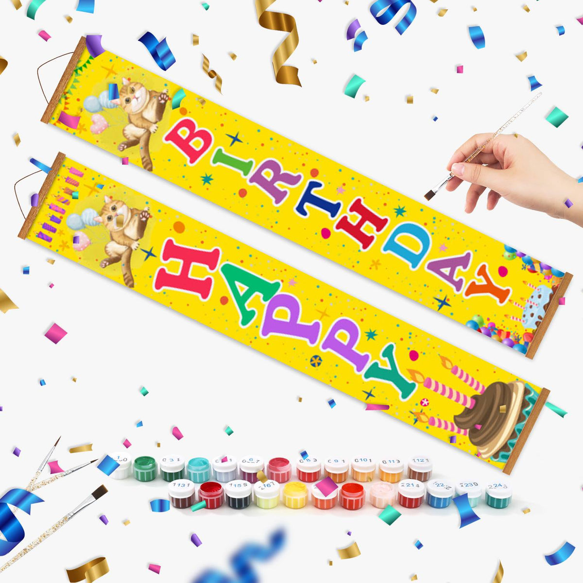 Yellow Happy Birthday (Paint by Numbers Door Banners)