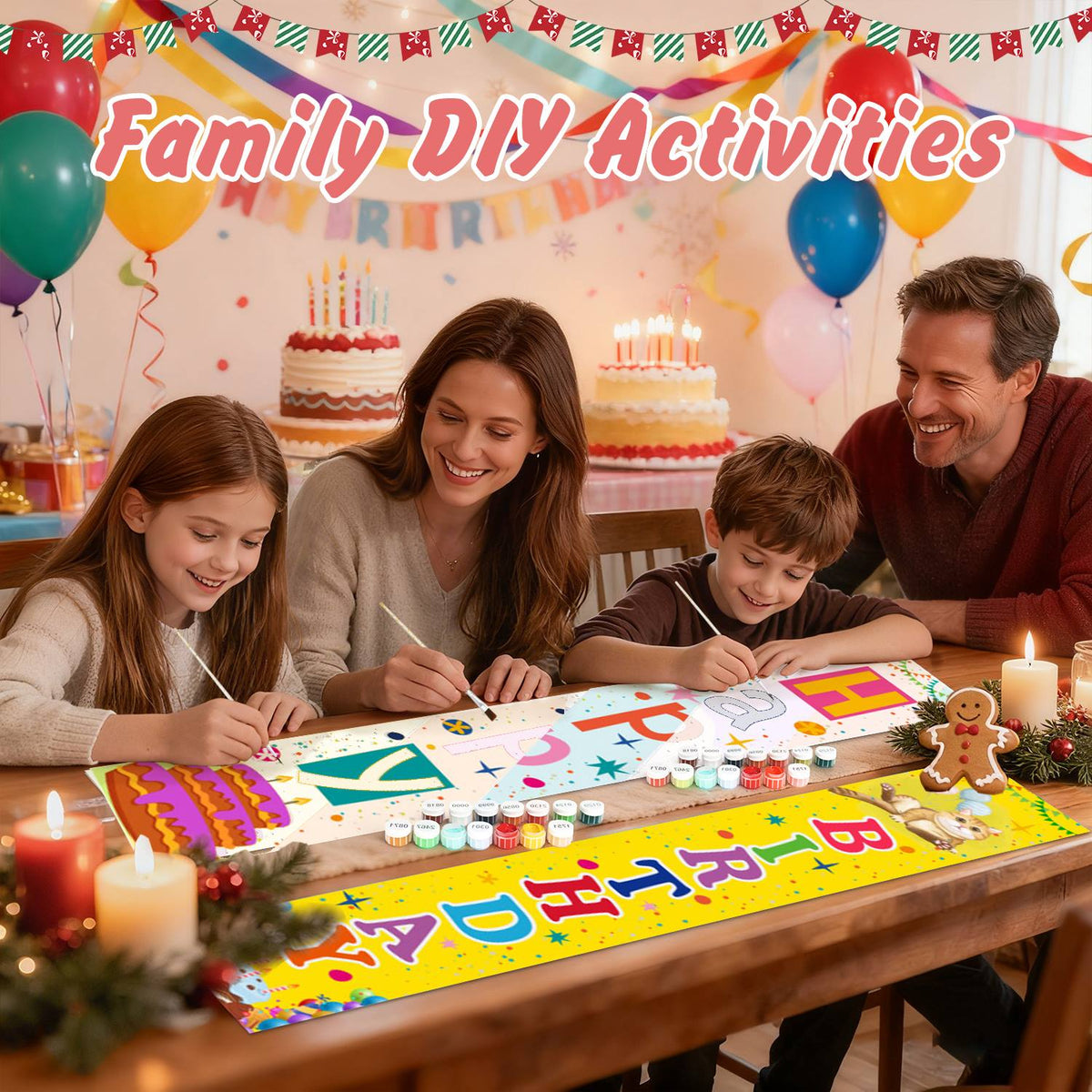 Yellow Happy Birthday (Paint by Numbers Door Banners)