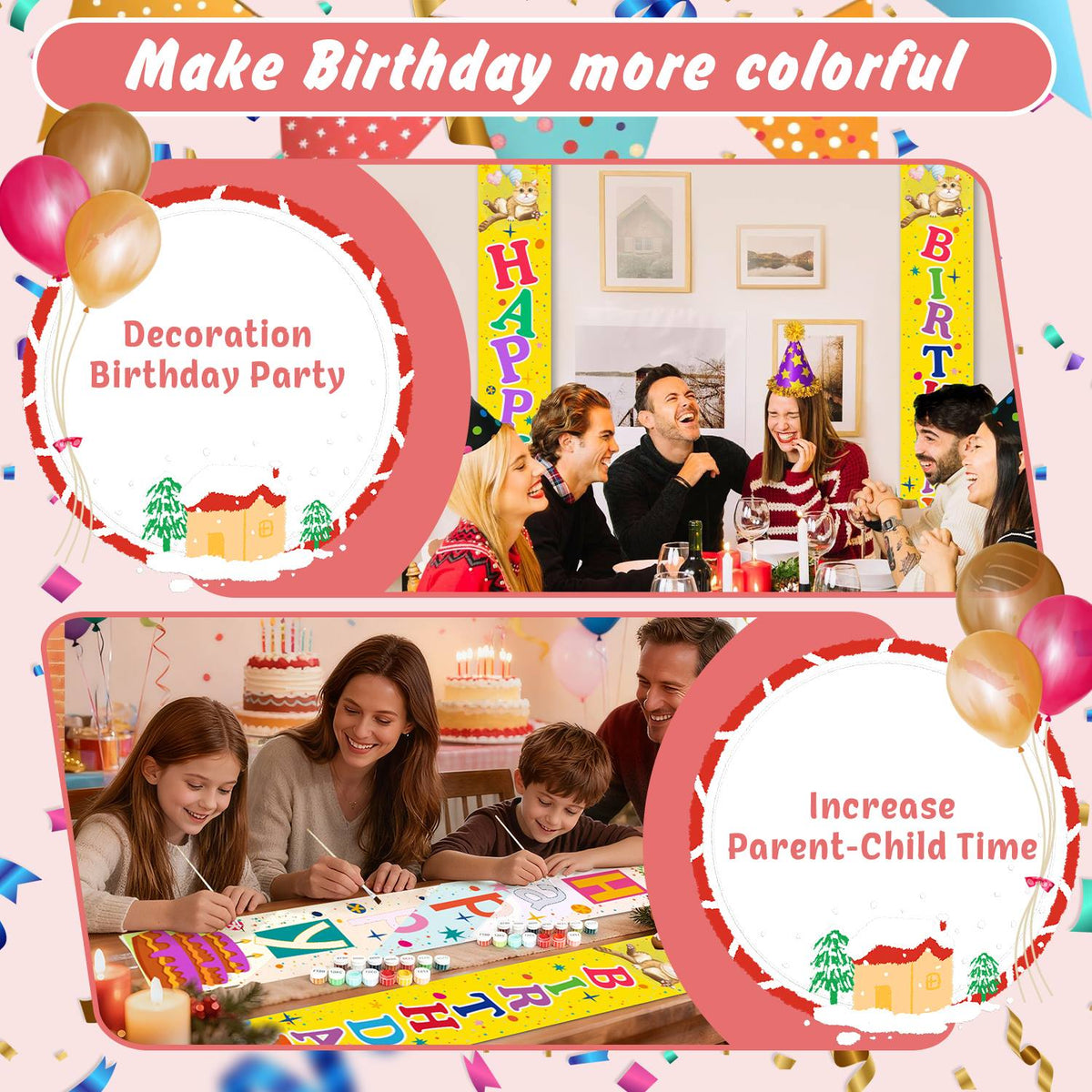 Yellow Happy Birthday (Paint by Numbers Door Banners)