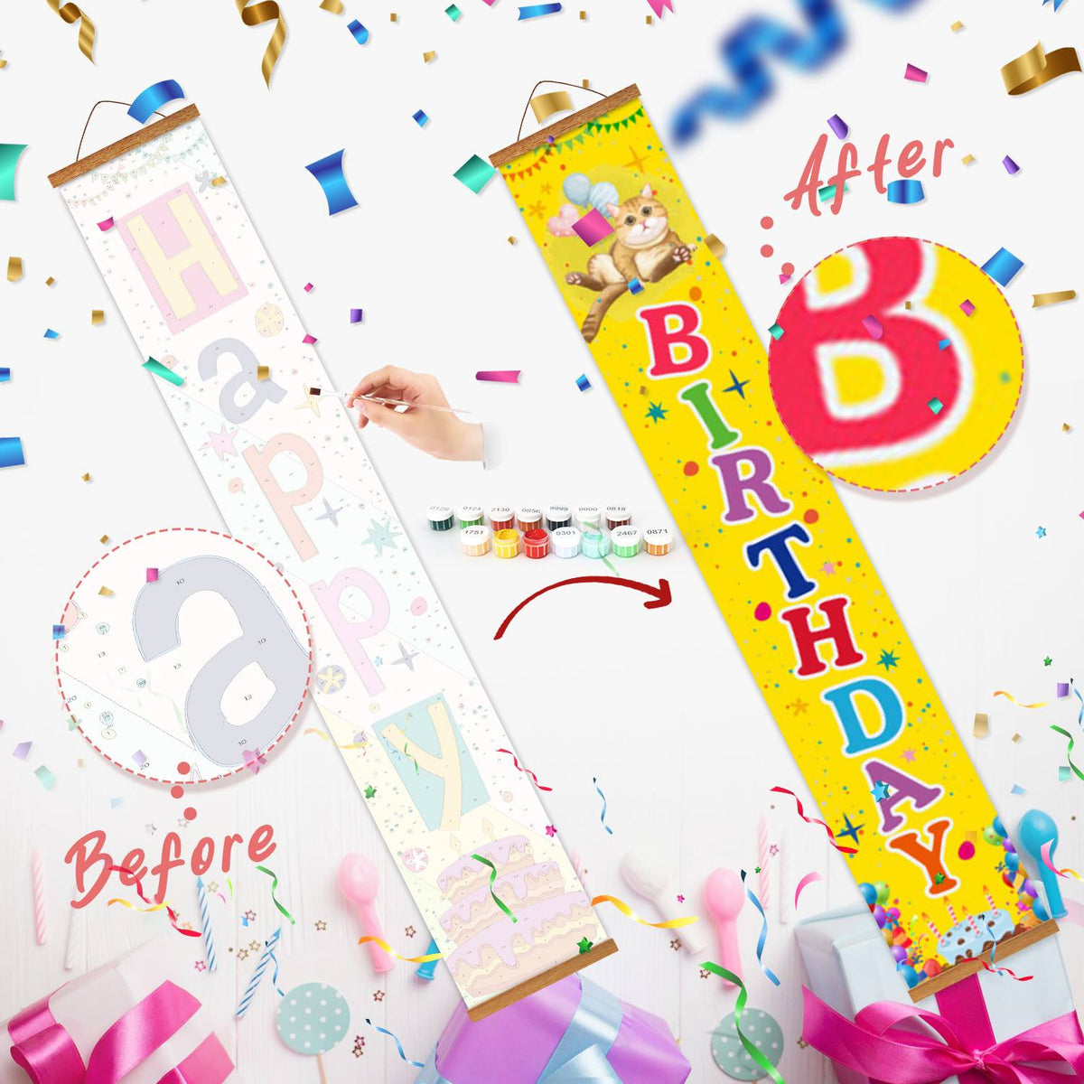 Yellow Happy Birthday (Paint by Numbers Door Banners)