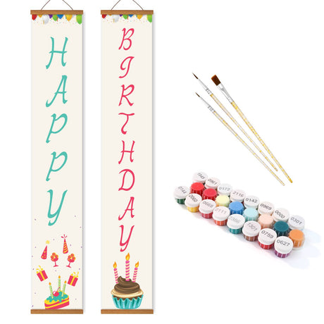 White Birthday Cake (Paint by Numbers Door Banners)