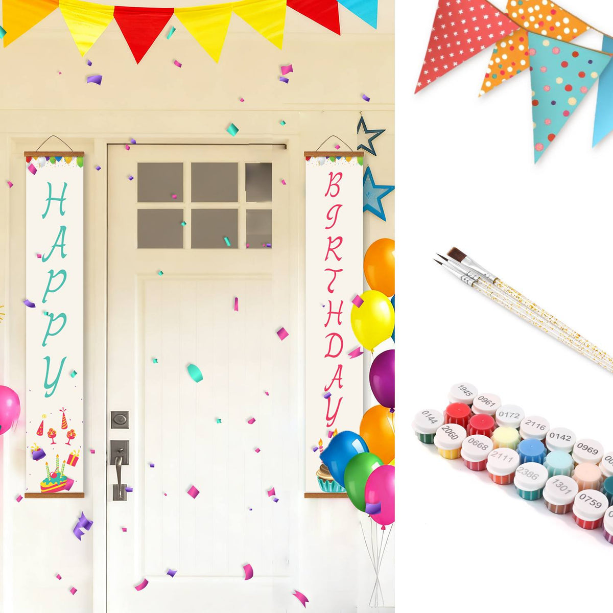 White Birthday Cake (Paint by Numbers Door Banners)