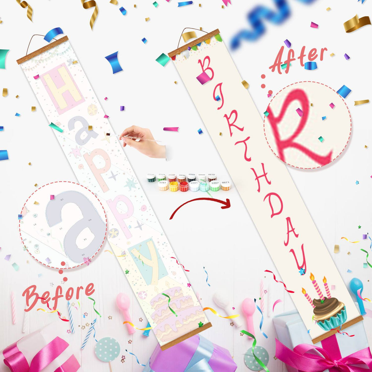 White Birthday Cake (Paint by Numbers Door Banners)