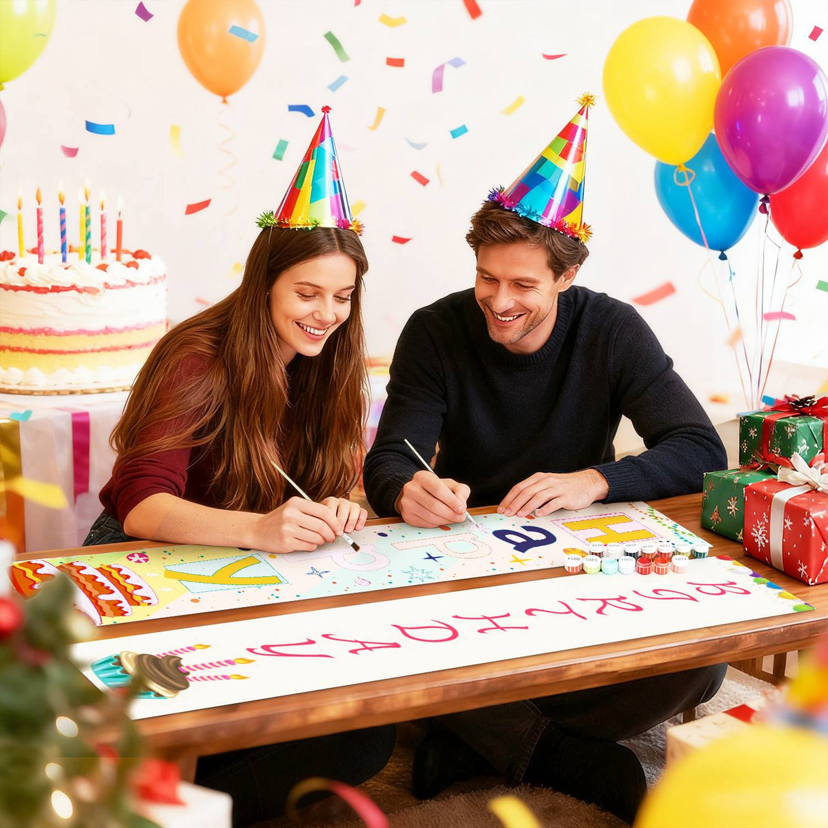 White Birthday Cake (Paint by Numbers Door Banners)