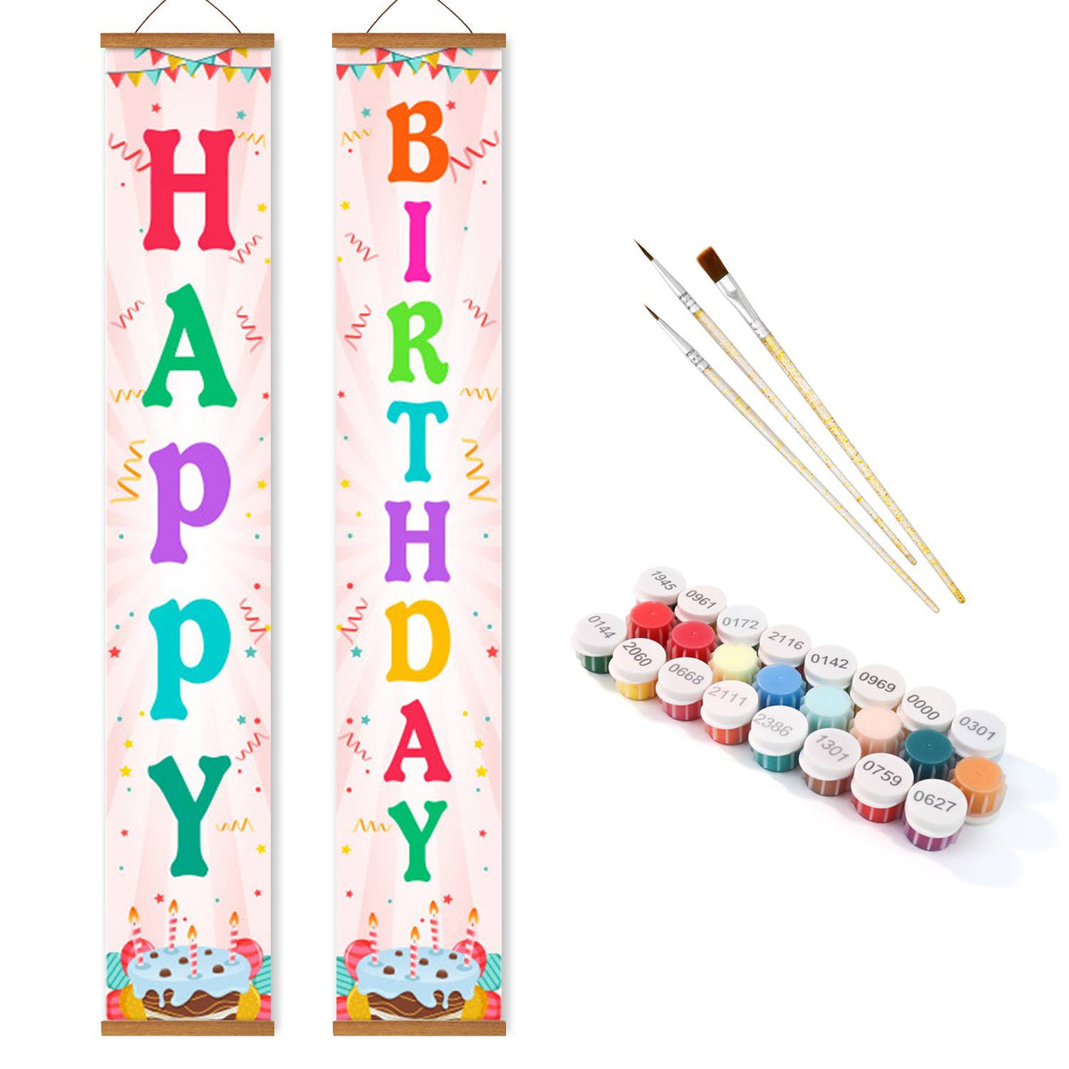 Rainbow Happy Birthday (Paint by Numbers Door Banners)