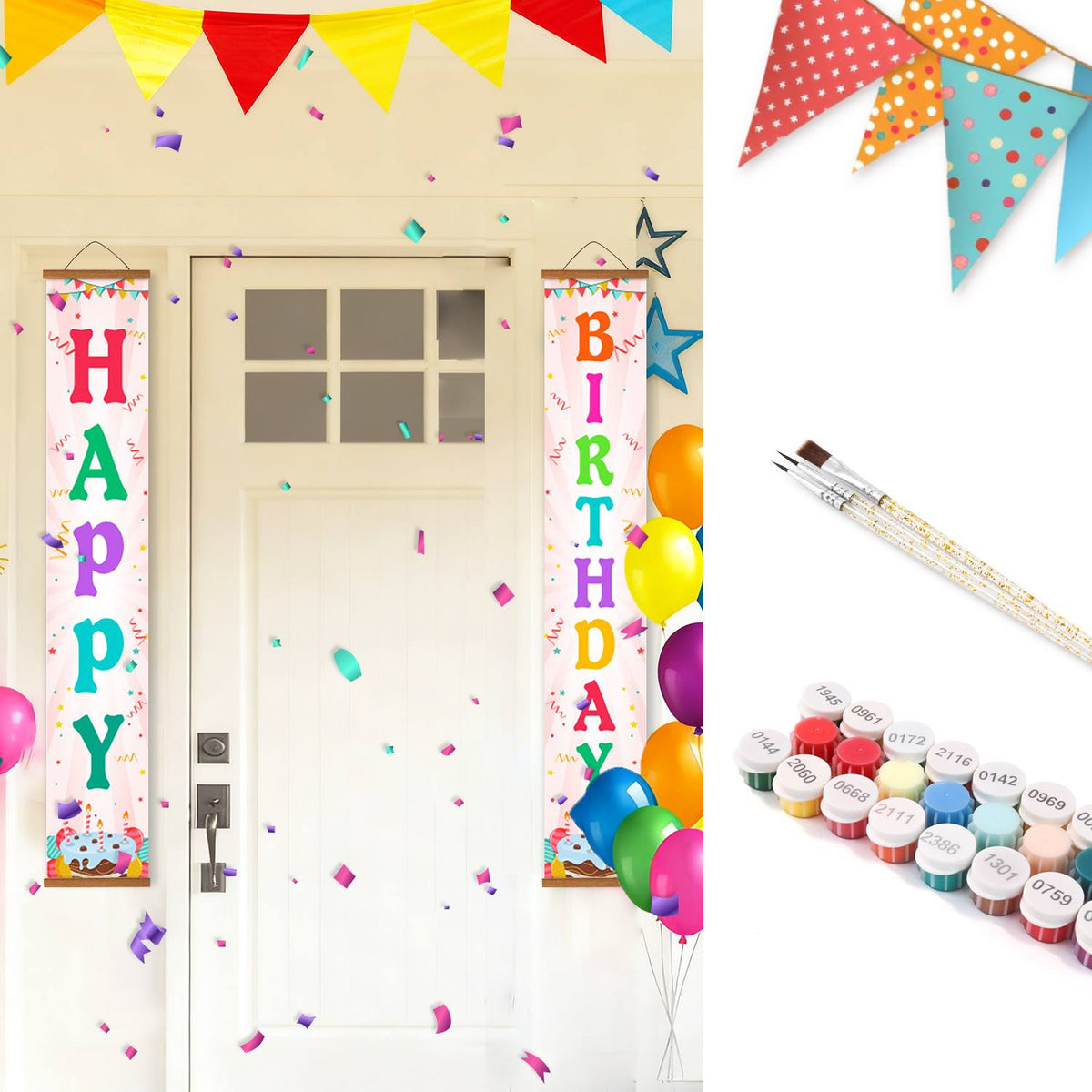 Rainbow Happy Birthday (Paint by Numbers Door Banners)