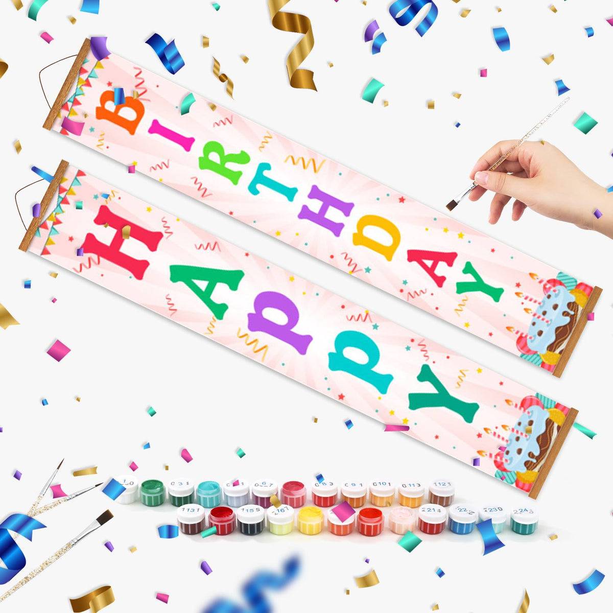 Rainbow Happy Birthday (Paint by Numbers Door Banners)