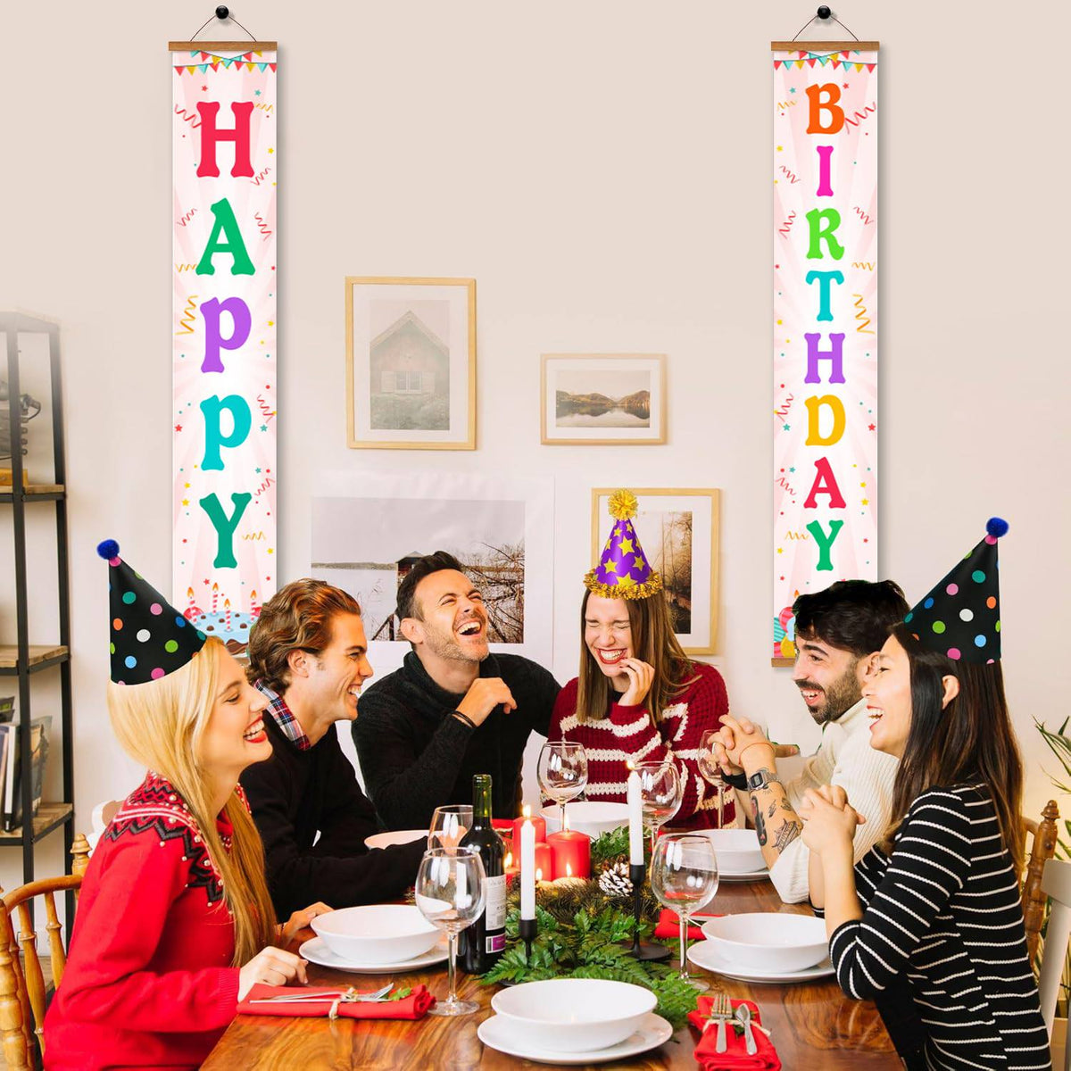 Rainbow Happy Birthday (Paint by Numbers Door Banners)