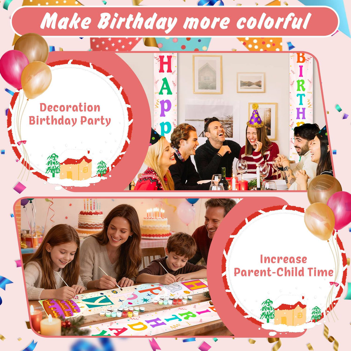Rainbow Happy Birthday (Paint by Numbers Door Banners)