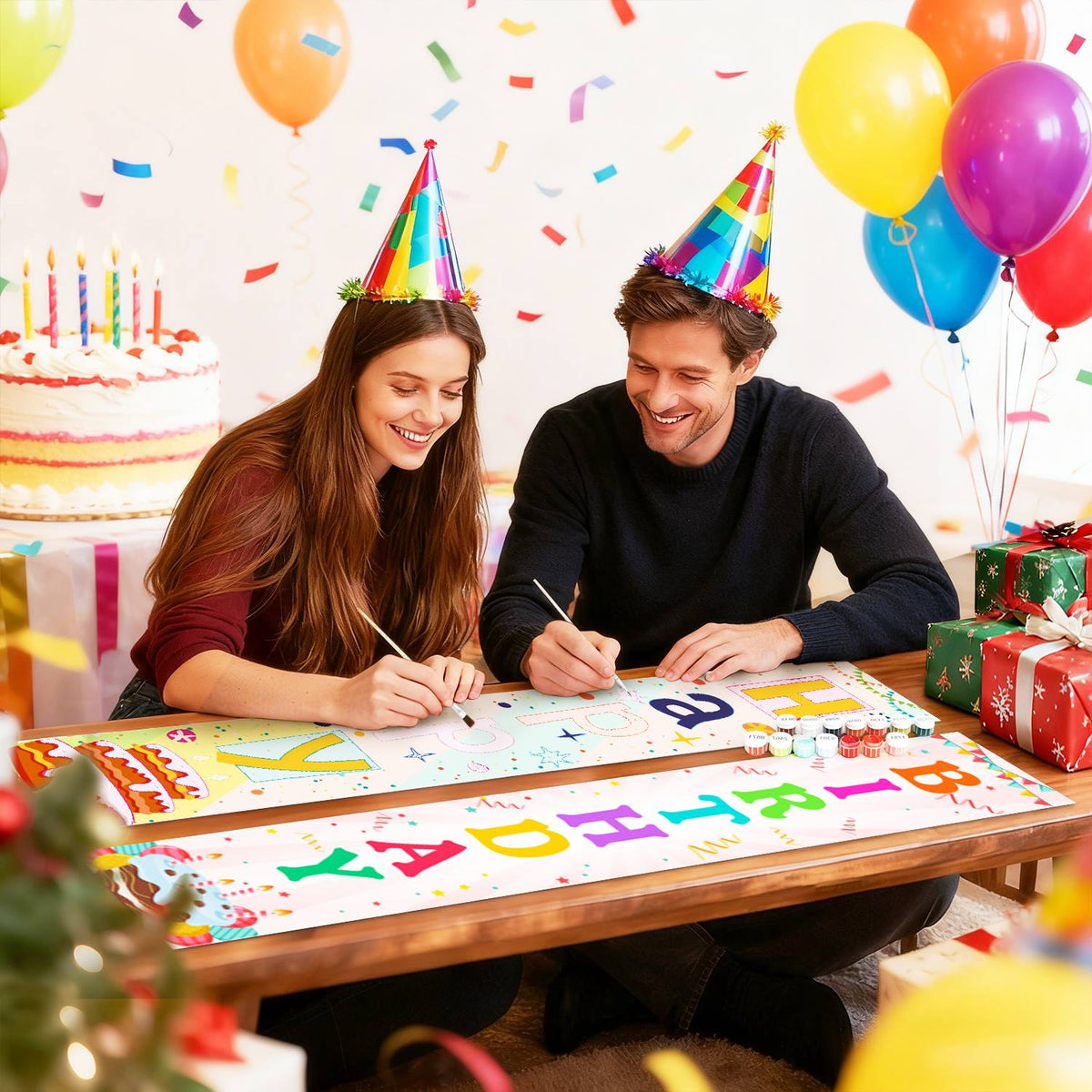 Rainbow Happy Birthday (Paint by Numbers Door Banners)