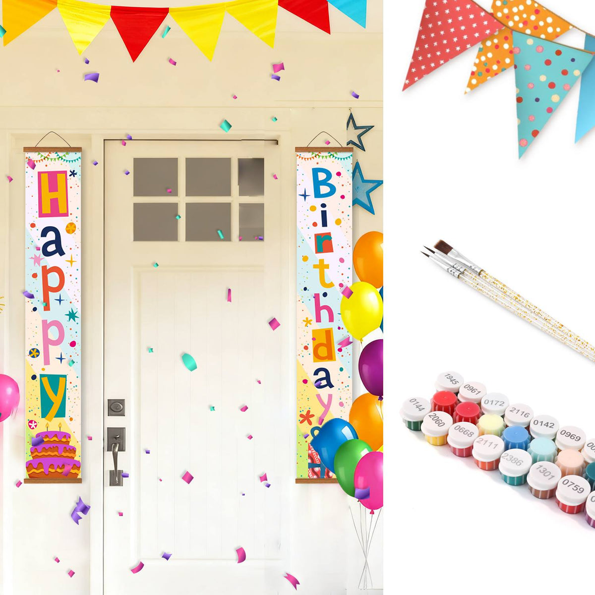 Colourful Birthday Cake (Paint by Numbers Door Banners)