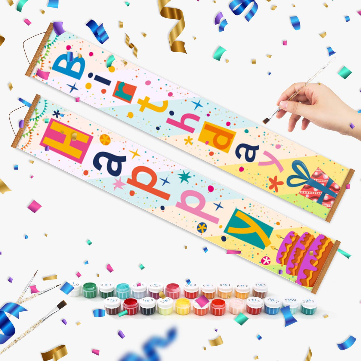 Colourful Birthday Cake (Paint by Numbers Door Banners)