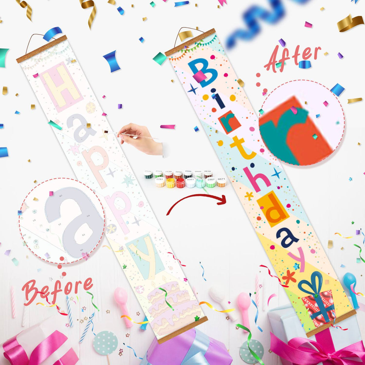 Colourful Birthday Cake (Paint by Numbers Door Banners)