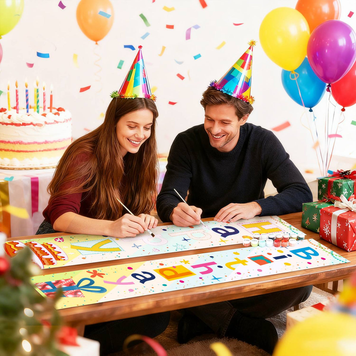 Colourful Birthday Cake (Paint by Numbers Door Banners)