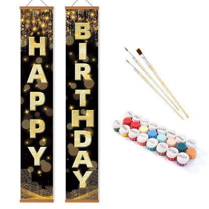 Black and Gold Happy Birthday (Paint by Numbers Door Banners)
