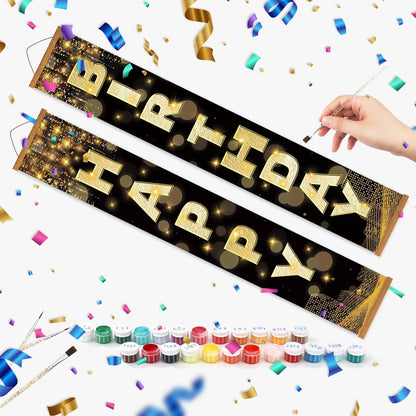 Black and Gold Happy Birthday (Paint by Numbers Door Banners)