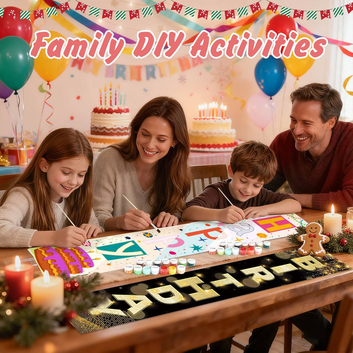 Black and Gold Happy Birthday (Paint by Numbers Door Banners)