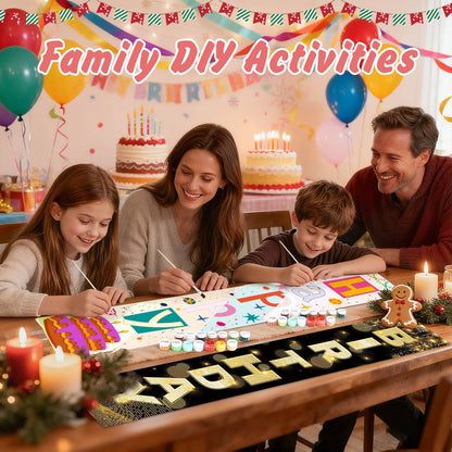 Black and Gold Happy Birthday (Paint by Numbers Door Banners)