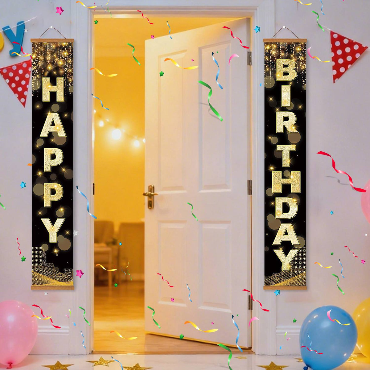 Black and Gold Happy Birthday (Paint by Numbers Door Banners)