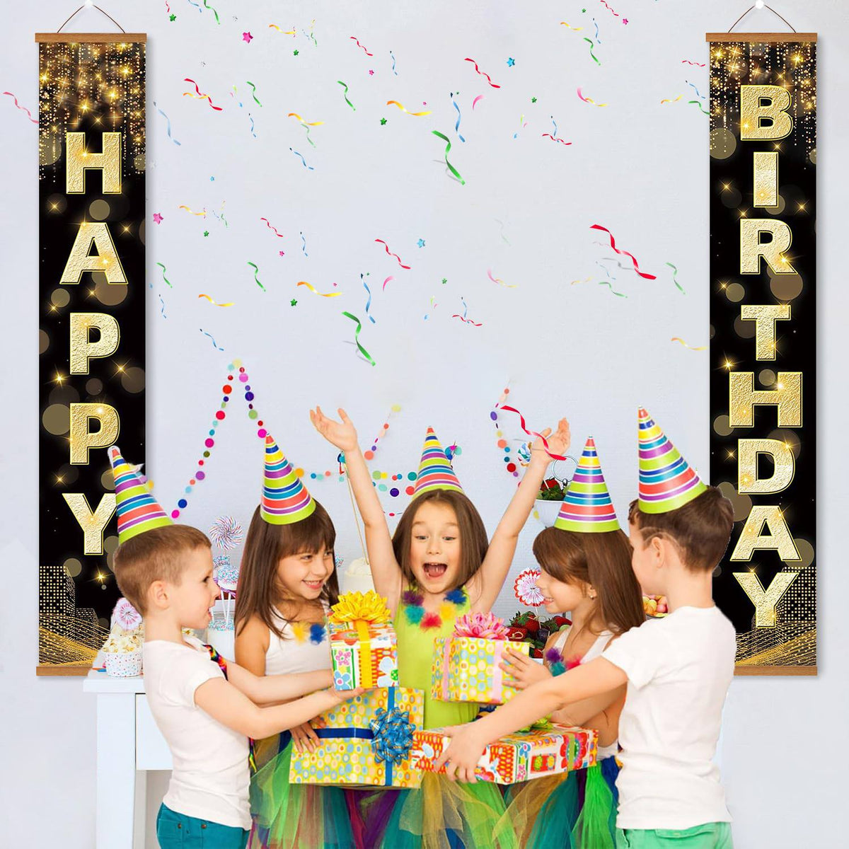 Black and Gold Happy Birthday (Paint by Numbers Door Banners)