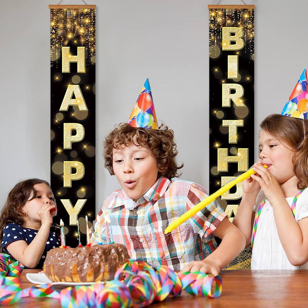 Black and Gold Happy Birthday (Paint by Numbers Door Banners)