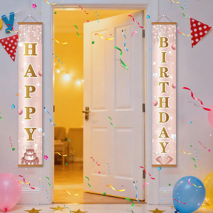 Pink and Gold Birthday Cake (Paint by Numbers Door Banners)