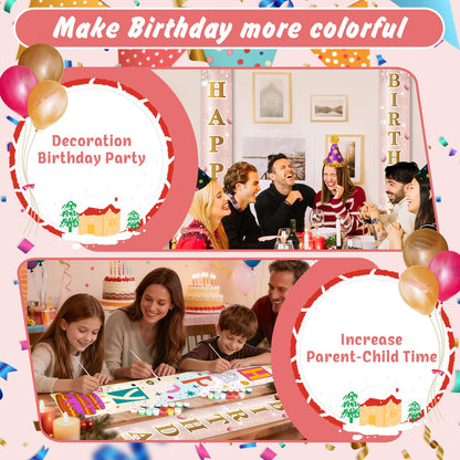 Pink and Gold Birthday Cake (Paint by Numbers Door Banners)