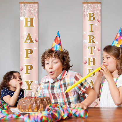 Pink and Gold Birthday Cake (Paint by Numbers Door Banners)