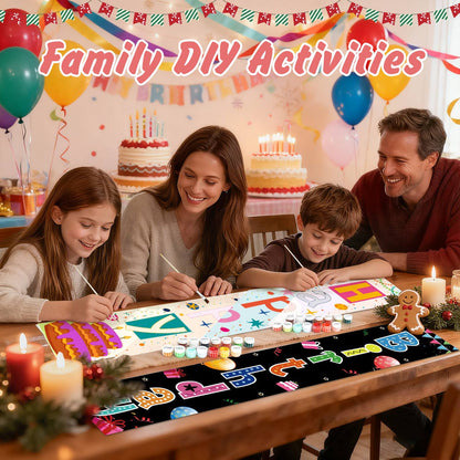 Rainbow Birthday on Black (Paint by Numbers Door Banners)