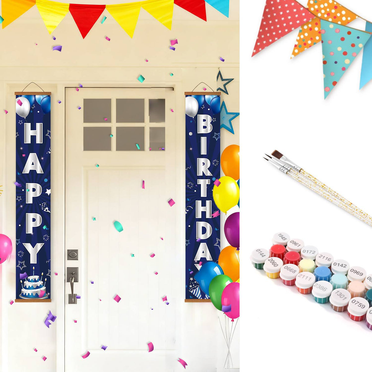 Blue Moonlit Birthday (Paint by Numbers Door Banners)