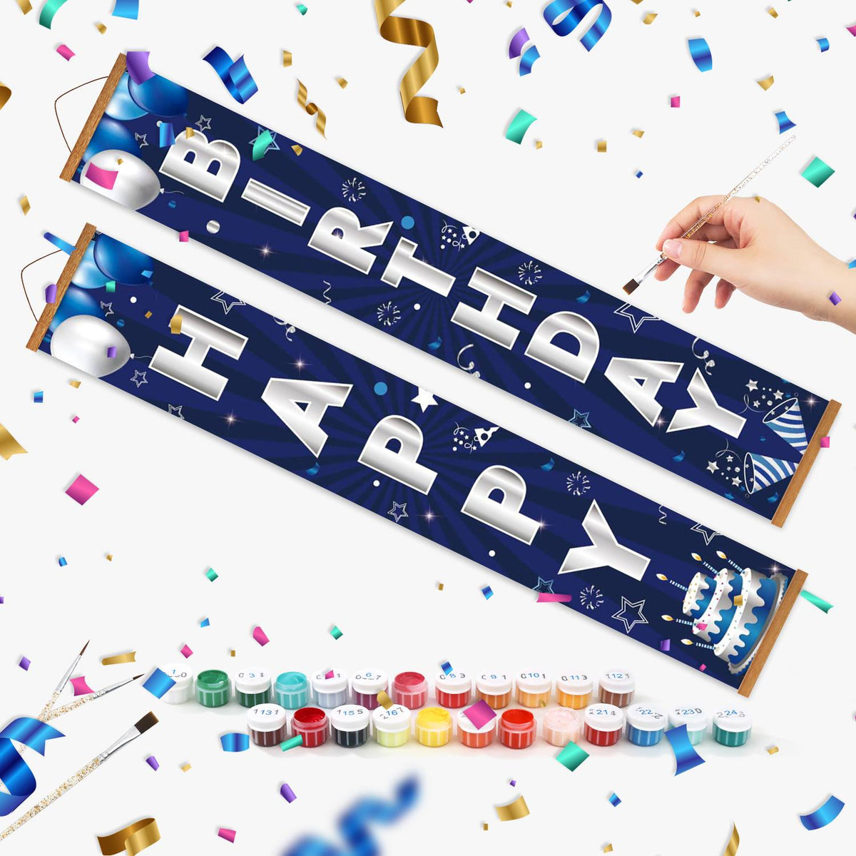 Blue Moonlit Birthday (Paint by Numbers Door Banners)