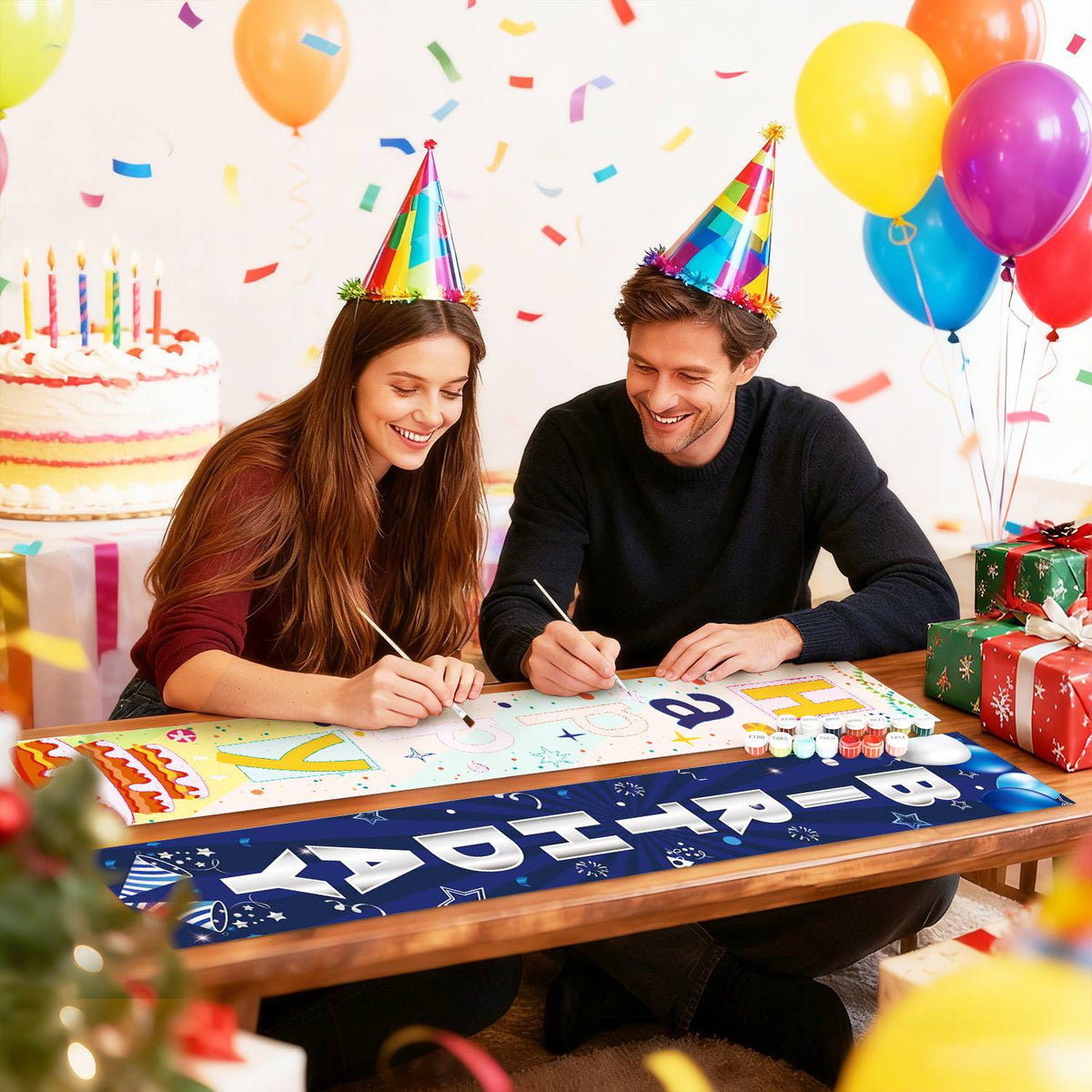 Blue Moonlit Birthday (Paint by Numbers Door Banners)