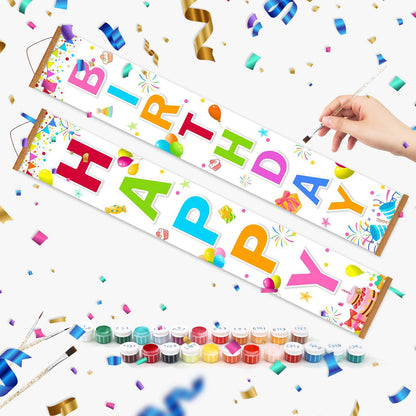 Rainbow Birthday on White (Paint by Numbers Door Banners)