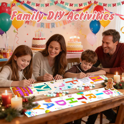 Rainbow Birthday on White (Paint by Numbers Door Banners)