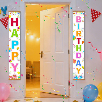 Rainbow Birthday on White (Paint by Numbers Door Banners)