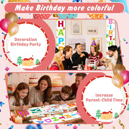 Rainbow Birthday on White (Paint by Numbers Door Banners)