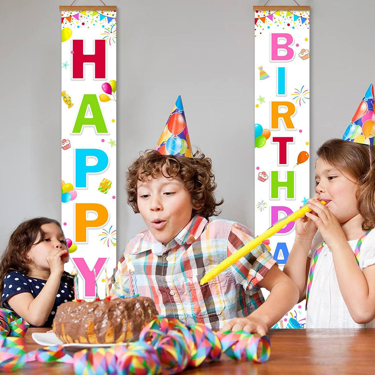 Rainbow Birthday on White (Paint by Numbers Door Banners)