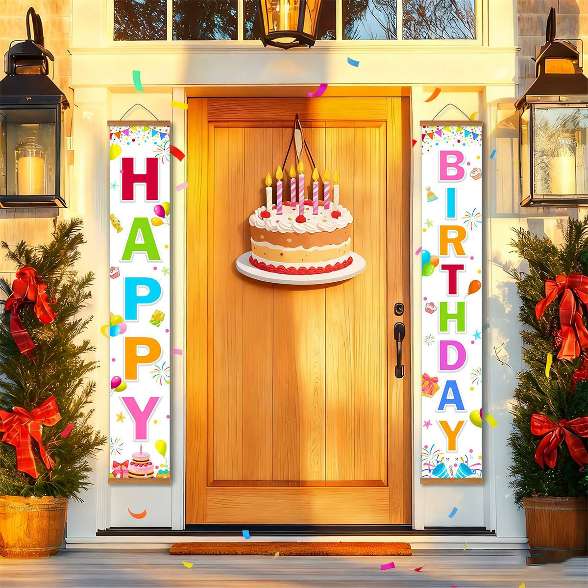 Rainbow Birthday on White (Paint by Numbers Door Banners)
