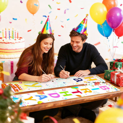 Rainbow Birthday on White (Paint by Numbers Door Banners)