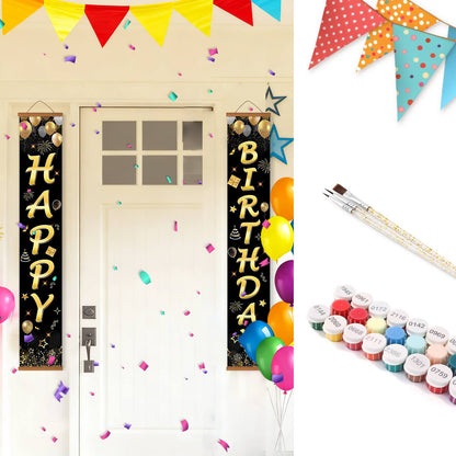 Black and Gold Birthday Wishes (Paint by Numbers Door Banners)